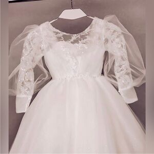 Elegant White Kids Dress communion second dress or any occasion